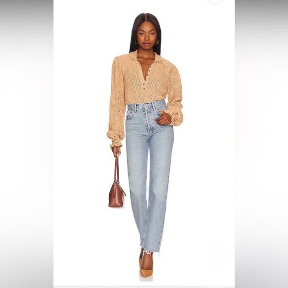 Free People Care FP Snowdrift Pullover Sweater in Camel Heather - Picture 7 of 16